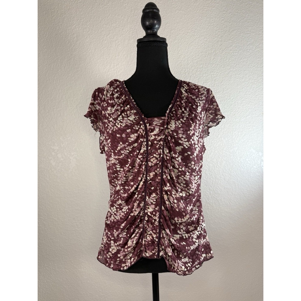 Y2K Apt. 9 Womens XL Petite Short Sleeve Ruffled Blouse Floral
